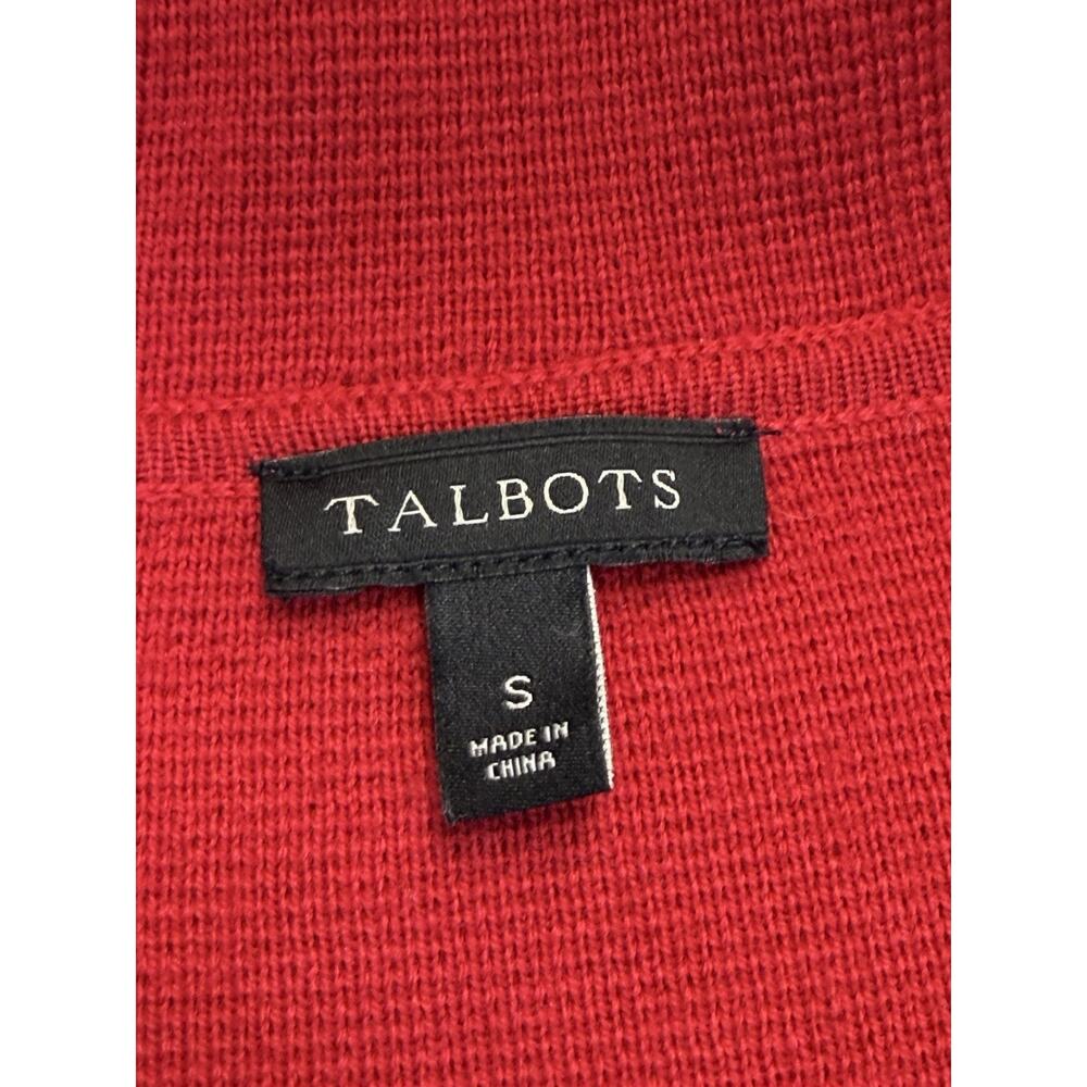 Talbots Open Sweater Blazer Women's Sz S Merino Wool Blend Knit Jacket Red - Picture 6 of 10